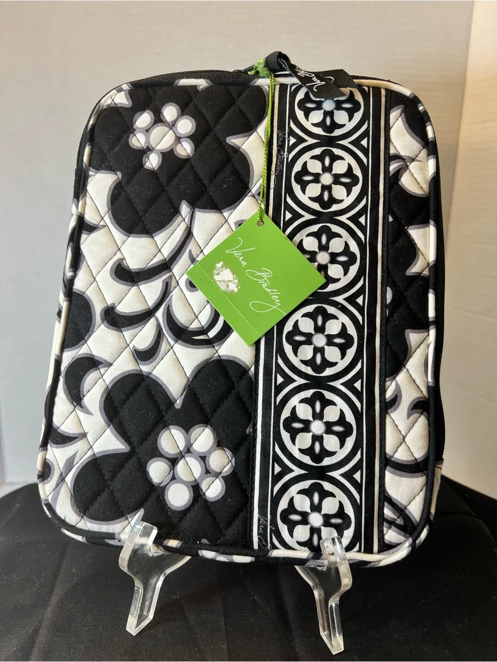 Vera Bradley Black & White Quilted Tablet Sleeve Case RETIRED Night & Day NWT